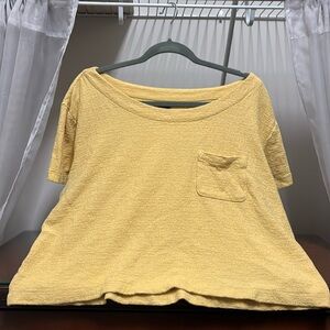 Gap Women's XL Oversized Pastel Yellow Short Sleeve Top